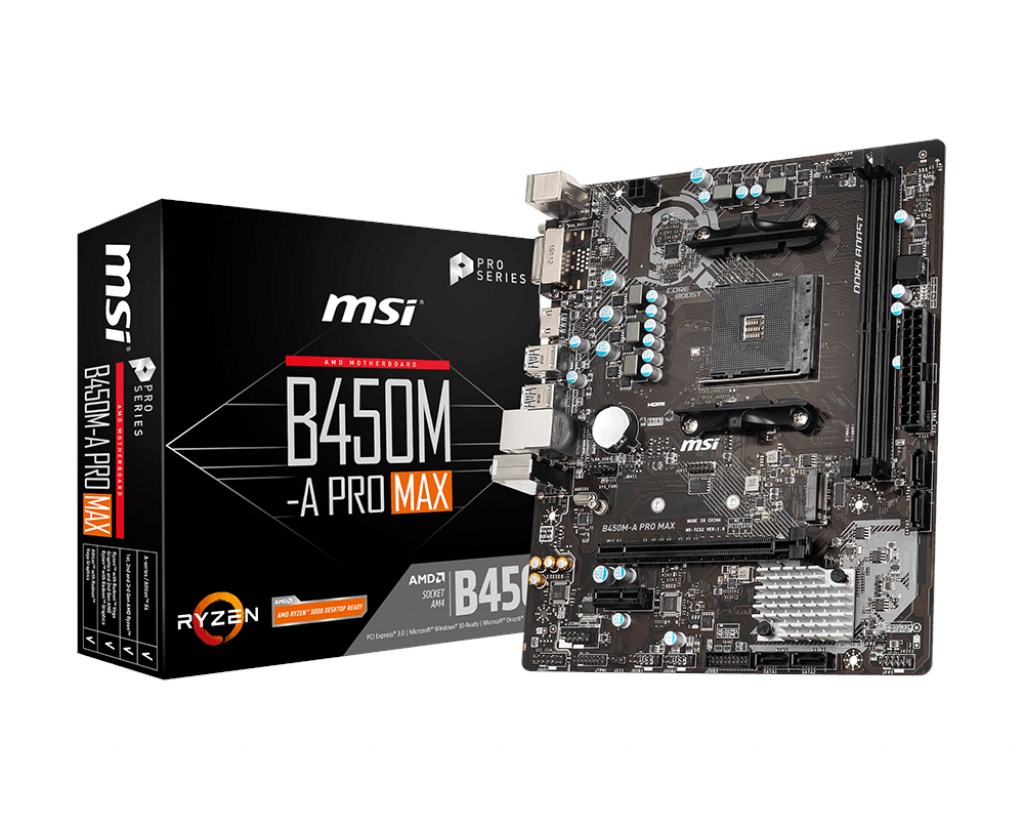 MSI B450M-A Pro Max AM4 Ryzen DDR4 Vga Dvi-D Hdmi resmi