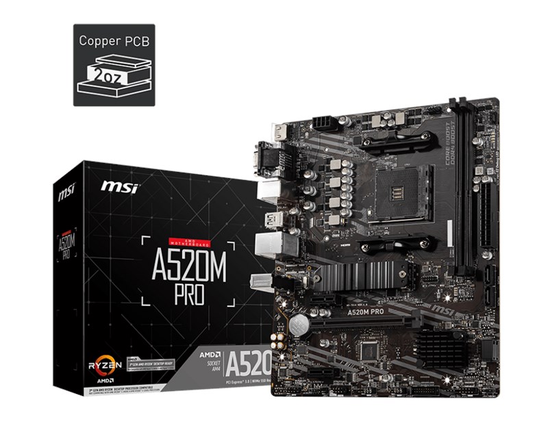 MSI A520M Pro AM4 Ryzen DDR4 Vga Hdmi Dp resmi