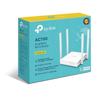 Tp-Link Archer C24 750Mbps Dualband Wi-Fi Router resmi