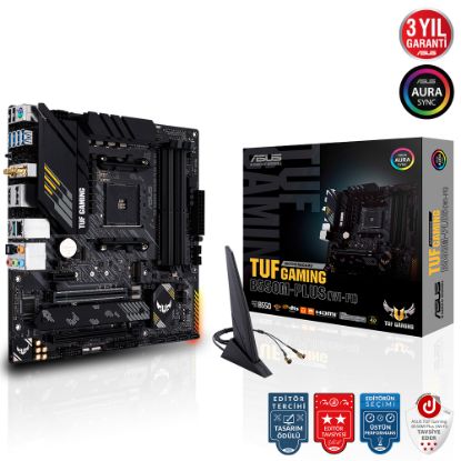 ASUS TUF GAMING B550M-PLUS WIFI II AMD B550 AM4 DDR4 4866 DP HDMI Çift M2 USB3.2 AX WiFi + BT ARGB 2.5Gbit LAN mATX PCIe 4.0 ECC RAM Desteği, AI Ses Engelleyici Mik. Desteği resmi