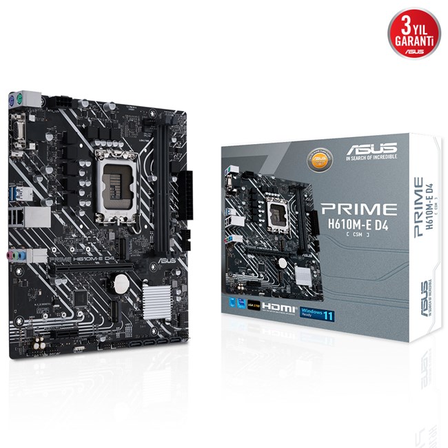 ASUS PRIME H610M-E D4-CSM INTEL H610 LGA1700 DDR4 3200 DP HDMI VGA ÇİFT M2 USB3.2 MATX ÜCRETSİZ UZAKTAN YÖNETİM YAZILIMI ASUS 5X PROTECTION III resmi