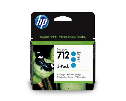 HP 3ED77A (712) MAVİ 29 ML 3 PACKS GENIS FORMAT MUREKKEP KARTUSU resmi