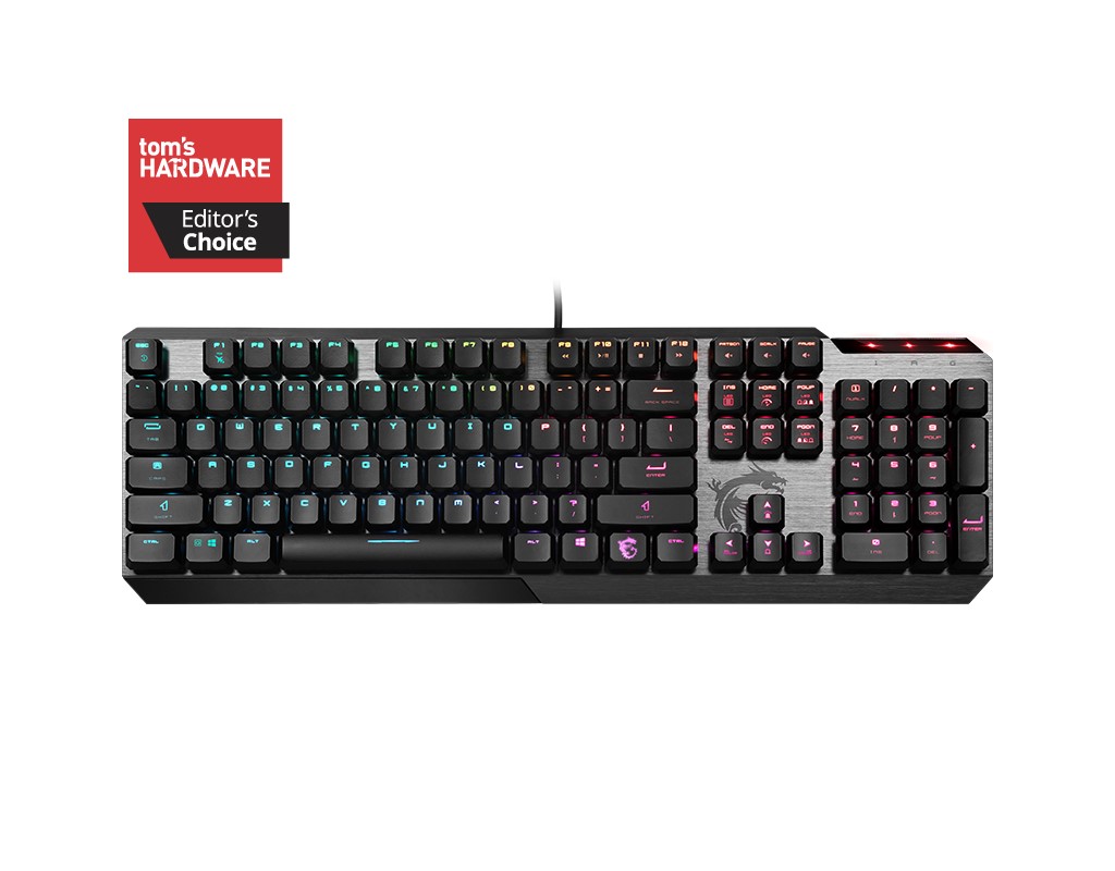 MSI GG VIGOR GK50 LOW PROFILE TR DUSUK PROFIL GERCEK MEKANIK KAILH SWITCH PER KEY RGB FIRCALANMIS METAL TUS YUZEYI TURKCE Q resmi