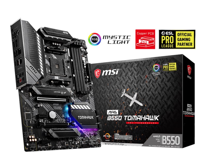 MSI MAG B550 TOMAHAWK AM4 DDR4 5100(OC) HDMI DP M.2 USB3.2 RGB ATX resmi