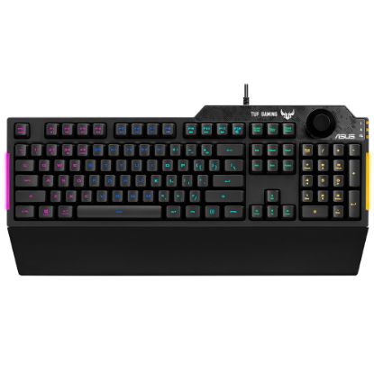 ASUS TUF GAMING K1 RGB MECH BRANE TURKCE OYUNCU KLAVYESI OZEL SES DUGMESI YAN ISIK CUBUGU ARMOURY CREATE OZELLIKLI SUYA VE TOZA DAYANIKLI resmi