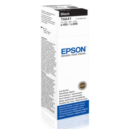 EPSON C13T66414A SİYAH MÜREKKEP KARTUŞ 70ML L550, L200, L220, L3557, L365 resmi