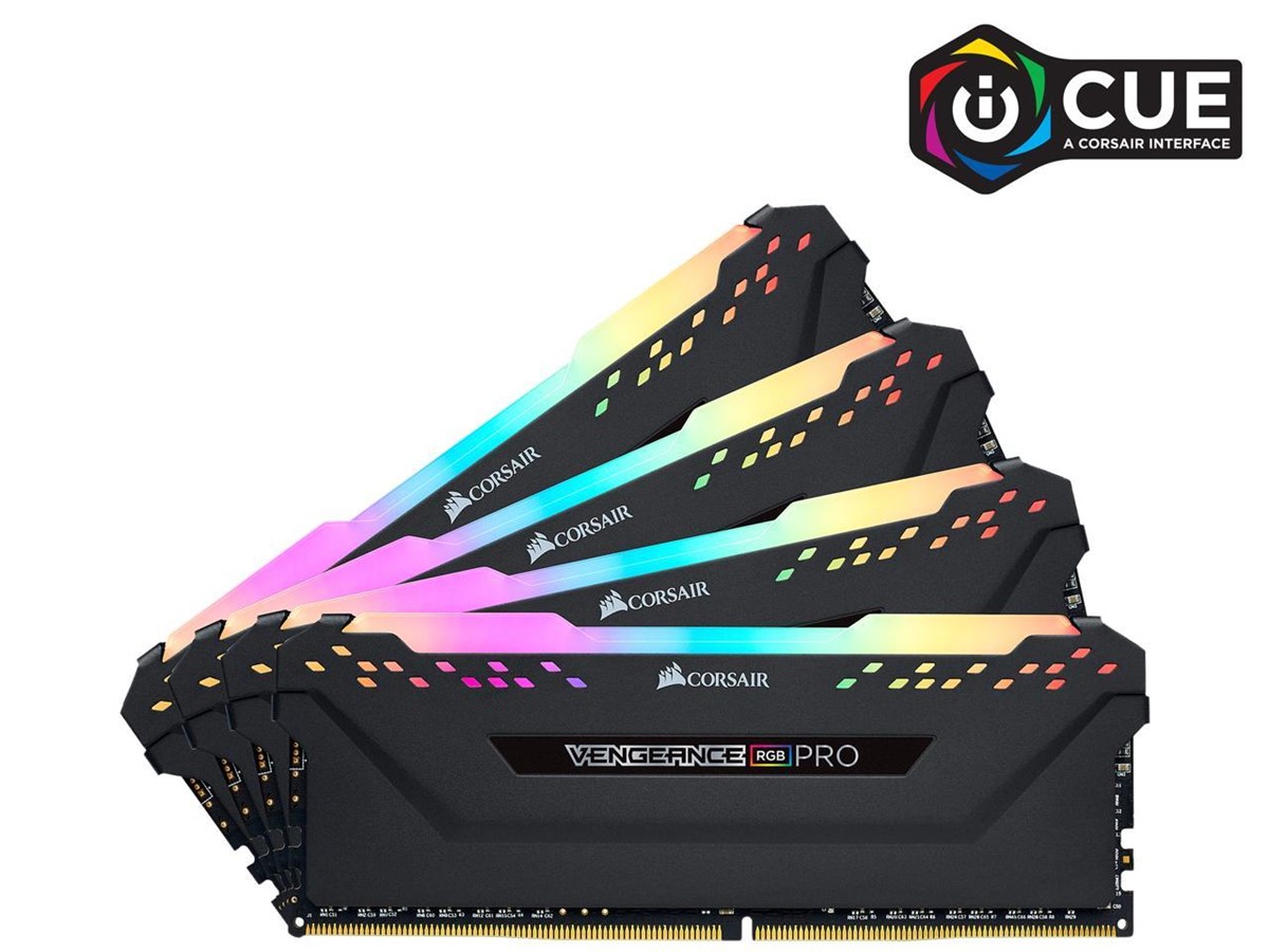 CORSAIR CMW32GX4M4D3600C16 32GB (4x8GB) DDR4 3600 MHz C16 VENGEANCE BLACK RGB PRO DIMM BELLEK resmi