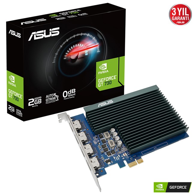 ASUS GEFORCE GT730-4H-SL-2GD5 2GB GDDR5 927 MHZ 64bit 4XHDMI EKRAN KARTI resmi