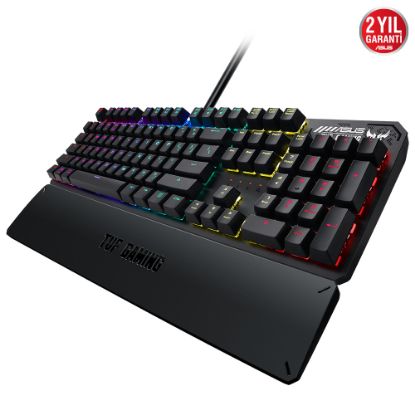 ASUS TUF GAMING K3 AURA SYNC RGB OPTIK MEKANIK TURKCE OYUNCU KLAVYESI BILEK DESTEGI SUYA VE TOZA DAYANIKLI RED SWITCH resmi