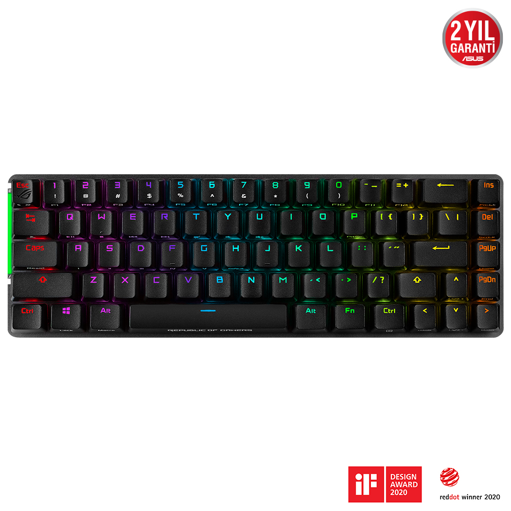 ASUS ROG FALCHION WIRELESS AURA SYNC OYUNCU KLAVYESİ TÜRKÇE TUŞ DİZİLİMİ CHERRY MX SWITCH 400 SAATE KADAR PİL ÖMRÜ resmi