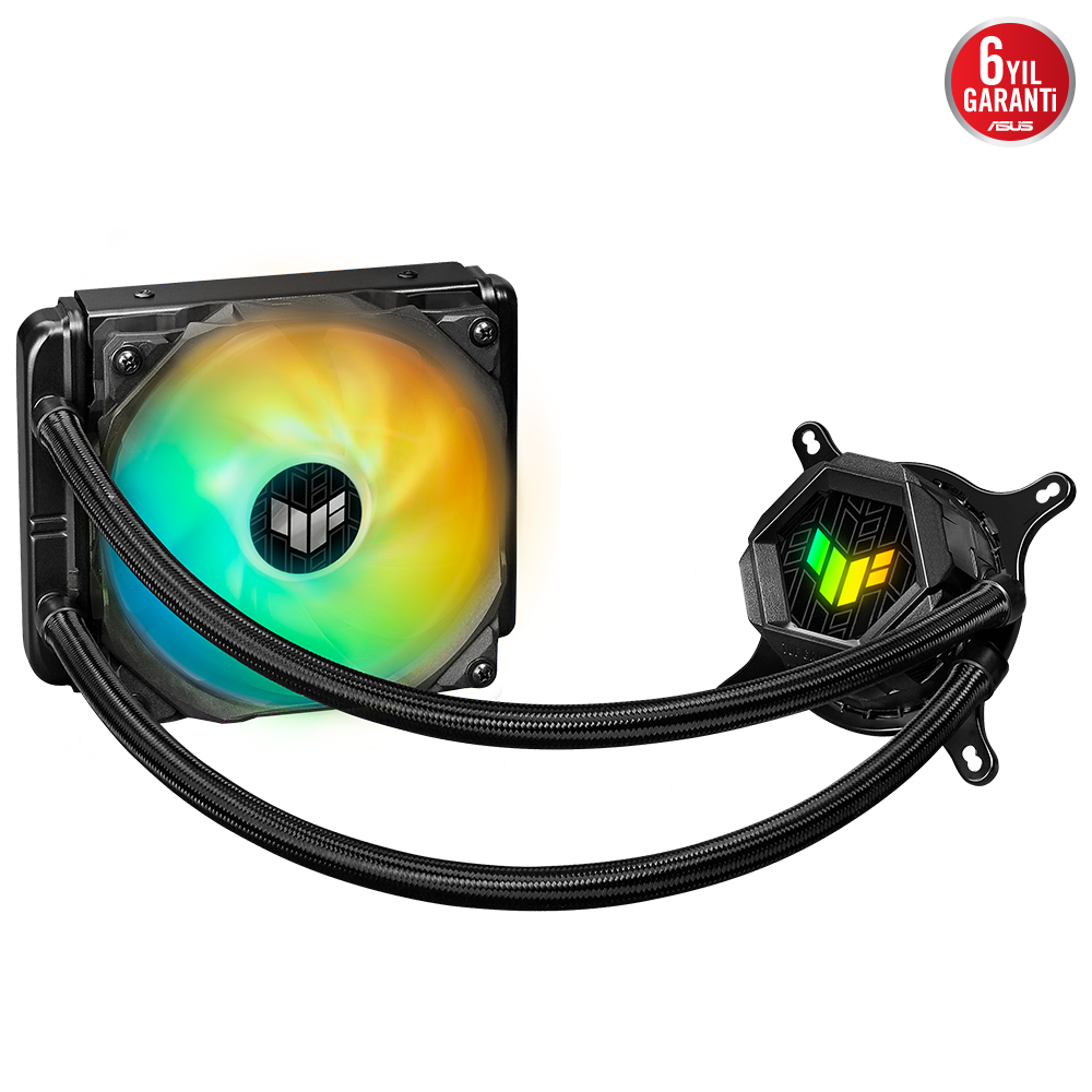 ASUS TUF GAMING LC 120 ARGB AIO AURA SYNC 120MM FAN NCVM KAPLAMALI RGB POMPA KAPAĞI VE TUF GAMING DİZAYNI İLE SIVI CPU SOĞUTUCUSU resmi