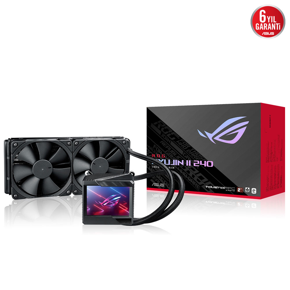 ASUS ROG RYUJIN II 240 OLED AURA SYNC RGB 2X NOCTUA IPPC 2 PWM 120MM FAN SIVI CPU SOĞUTUCUSU resmi