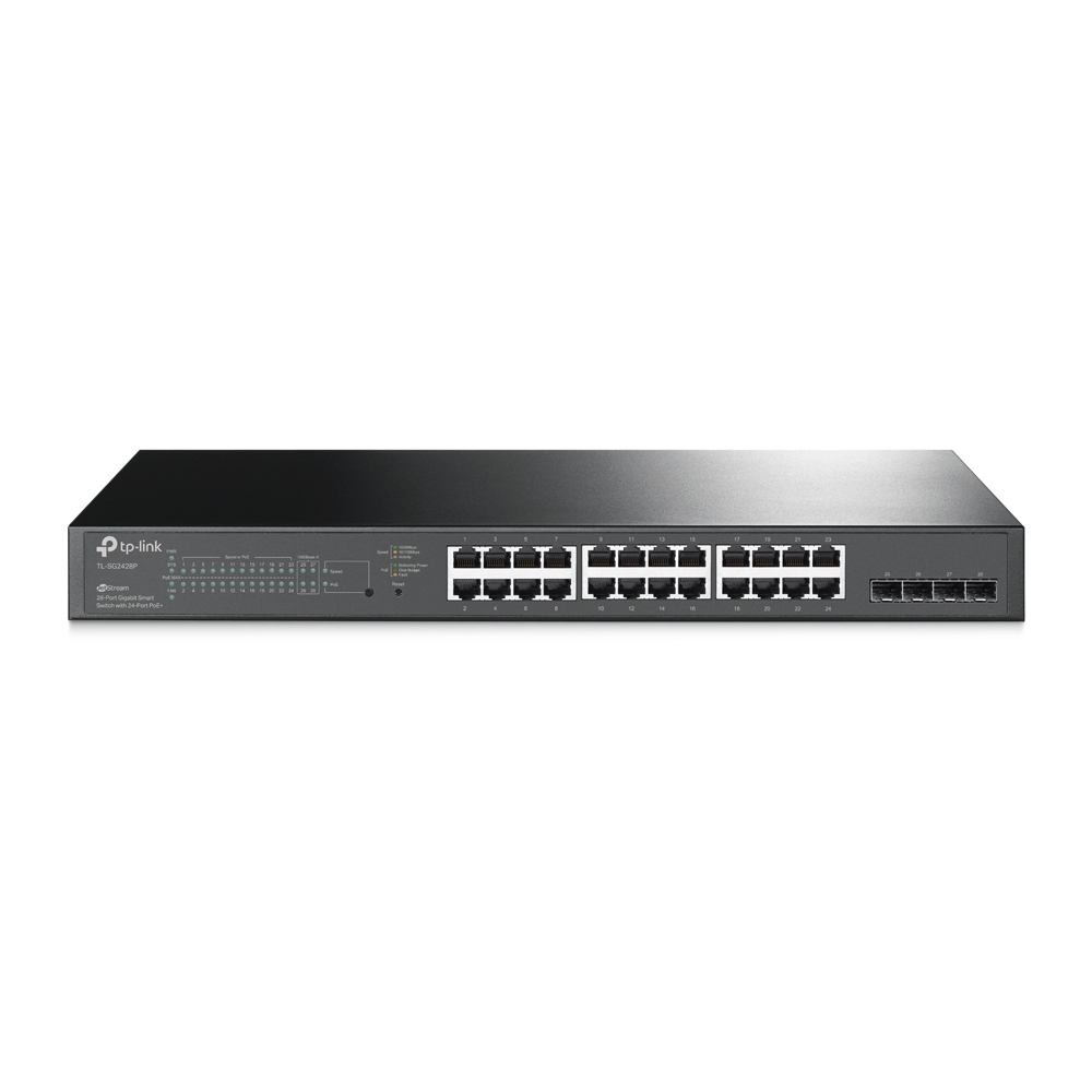 TP-LINK TL-SG2428P JETSTREAM 28 PORT 4 SFP SLOT GIGABIT SMART POE SWITCH resmi