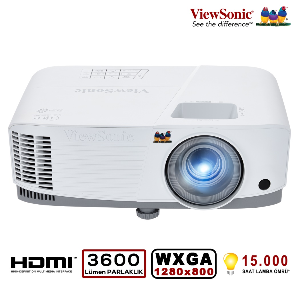 VIEWSONIC PA503W DLP WXGA 1280X800 3800AL HDMI 3D 22.000:1 HOPARLÖR PROJEKSİYON resmi