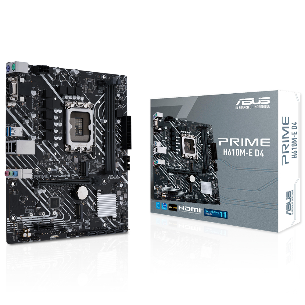 ASUS PRIME H610M-E D4 INTEL H610 LGA1700 DDR4 3200 DP HDMI VGA ÇİFT M2 USB3.2 MATX ASUS 5X PROTECTION III ARMOURY CRATE AI SUİTE 3 resmi