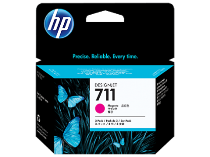 HP CZ135A (711) MACENTA 3 LU PAKET 29 ML GENIS FORMAT MUREKKEP KARTUSU resmi