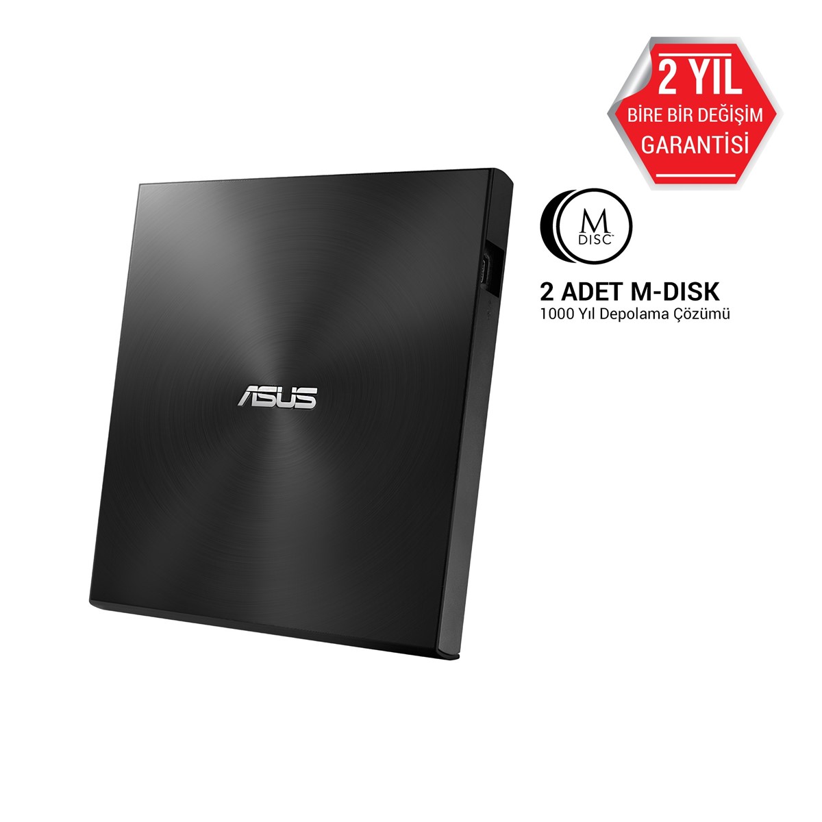 ASUS ZENDRİVE-U7M SDRW-08U7M-U HARİCİ İNCE DVD YAZICI  M-DİSC  2 ADET M-DISC DVD HEDİYELİ  SİYAH resmi