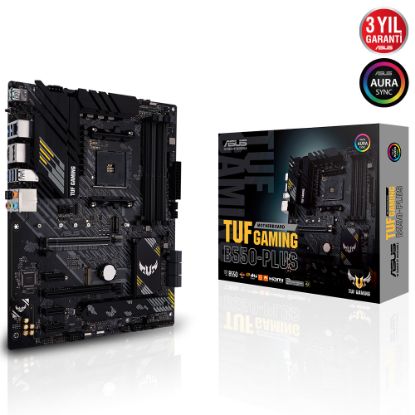 ASUS TUF GAMING B550-PLUS AMD B550 AM4 DDR4 4400 DP HDMI Çift M2 USB3.2 ARGB 2.5Gbit LAN ATX PCIe 4.0 ECC RAM Desteği resmi