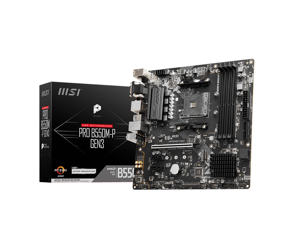 MSI PRO B550M-P GEN3 AM4 DDR4 4400(OC) HDMI VGA DVI-D M.2 USB3.2 mATX resmi