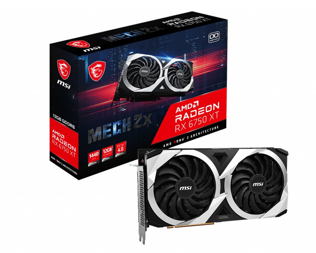 MSI VGA RADEON RX 6750 XT MECH 2X 12G OC RX6750XT 12GB GDDR6 192B PCIE 4.0 X16 (3XDP 1XHDMI) resmi