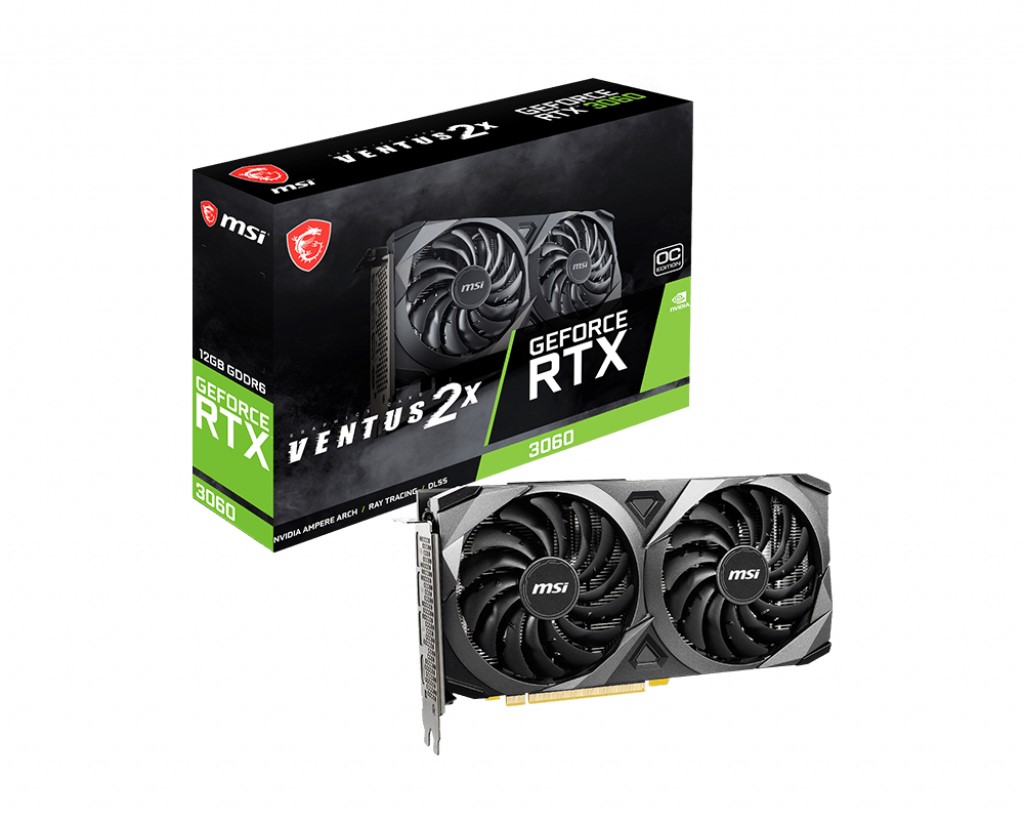 MSI VGA GEFORCE RTX 3060 VENTUS 2X 12G OC RTX3060 12GB GDDR6 192B DX12 PCIE 4.0 X16 (3XDP 1XHDMI) resmi