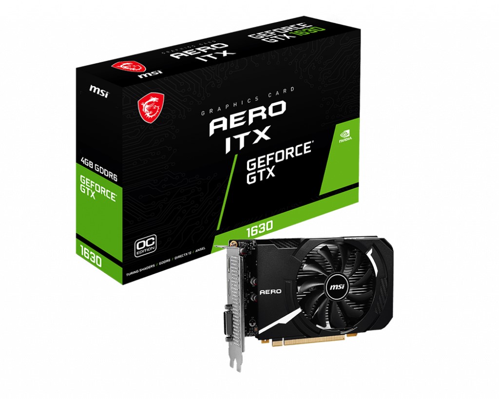 MSI VGA GEFORCE GTX 1630 AERO ITX 4G OC GTX1630 4GB GDDR6 64B DX12 PCIE 3.0 X16 (1XDVI 1XHDMI 1XDP) resmi