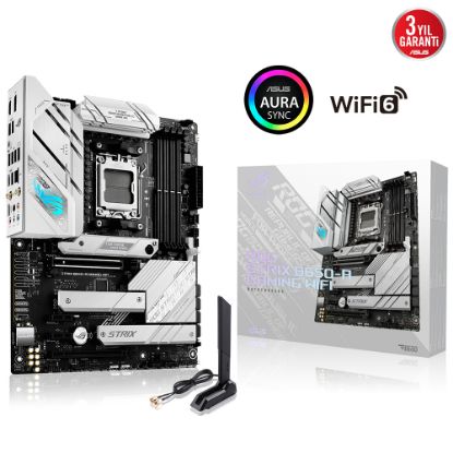 ASUS ROG STRIX B650-A GAMING WIFI AMD B650 AM5 DDR5 6400 DP HDMI 3X M2 USB3.2 WİFİ 6E BT AURA RGB 2.5GBİT LAN ATX ARMOURY CRATE AI SUİTE 3 PCIE SLOT Q RELEASE resmi