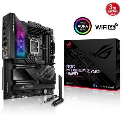 ASUS ROG MAXIMUS Z790 HERO INTEL Z790 LGA1700 DDR5 7200 2XUSB4THUNDERBOLT HDMI 5X M2 USB3.2 WİFİ 6E BT AURA RGB 2.5GBİT LAN ATX THUNDERBOLT 4 EXTREME OC KİT PCIE SLOT Q RELEASE resmi