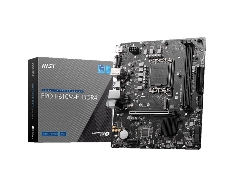 MSI MB PRO H610M-E DDR4 SOKET 1700 DDR4 3200(OC) HDMI VGA M.2 USB3.2 1x 1G LAN mATX resmi