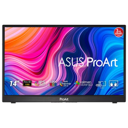 ASUS PROART PA148CTV 14 TASINABILIR PROFESYONEL MONİTÖR IPS 1920x1080 5MS USB Type-C Micro-HDMI MM 3YIL 10 PARMAK DOKUNMATIK PANEL 100% SRGB EYECARE resmi