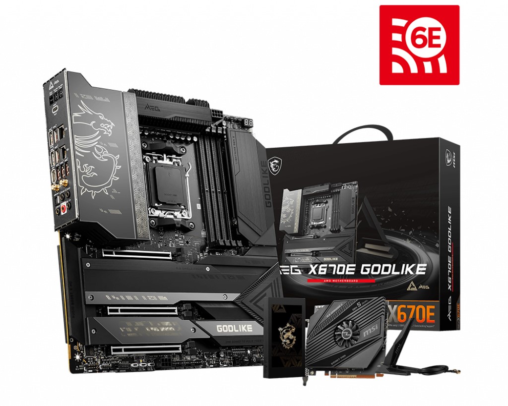 MSI MB MEG X670E GODLIKE AM5 DDR5 4x M.2 USB 3.2 1x 10G SUPER LAN 1x 2.5G LAN AMD WIFI 6E EATX resmi