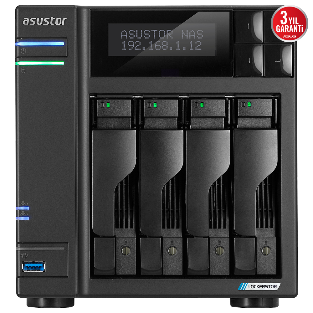 ASUSTOR AS6704T INTEL N5105 4 YUVALI (4X22TB DESTEĞİ) 4GB DDR4(16GB RAM DESTEĞİ) M.2 x4 PCIe x1 2.5GbE x2 USB 3.2 x3 resmi