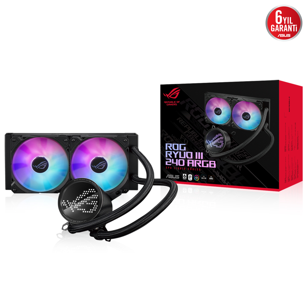 ASUS ROG RYUO III 240 ARGB ANIME MATRIX LED EKRAN ADRESLENEBİLİR RGB FAN ROG ARGB CPU SOĞUTUCUSU resmi