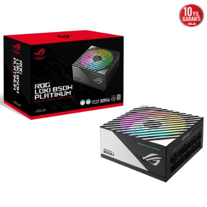 ASUS ROG LOKI SFX-L 850W PLATINUM MODÜLER ATX 3.0 UYUMLU 120MM PWM ARGB FAN PCIe 5.0 BEYAZ 10 YIL GARANTI resmi