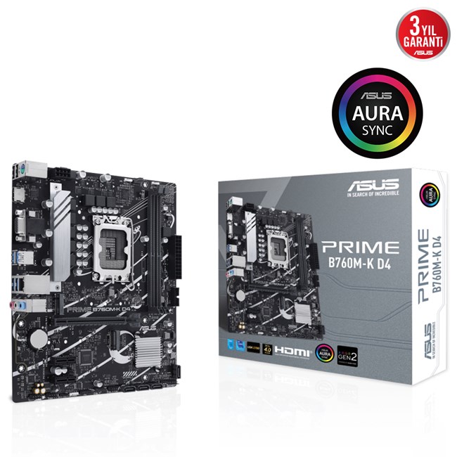 Asus Prime B760M-K D4 1700P Vga Hdmi resmi