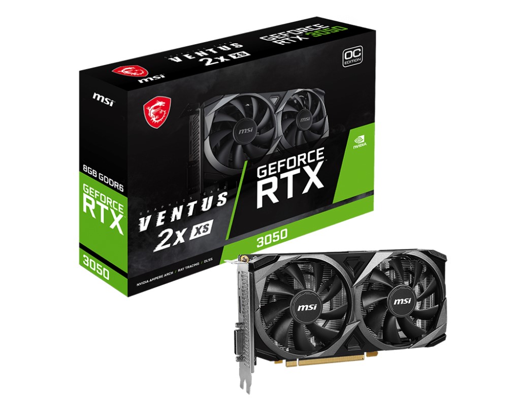 MSI VGA GEFORCE RTX 3050 VENTUS 2X XS 8G OC RTX3050 8GB GDDR6 128B DX12 PCIE 4.0 X8 (1XDP 1XHDMI 1XDL-DVI-D) resmi