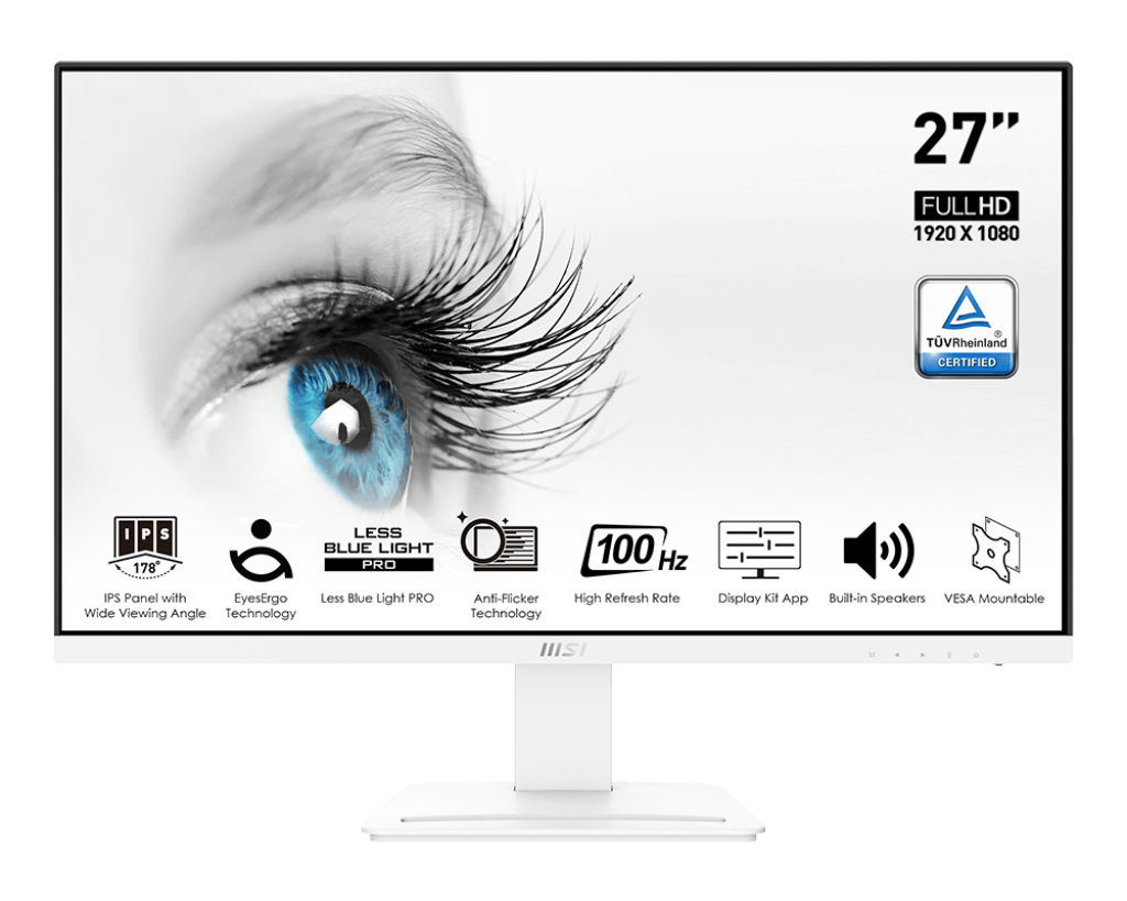 27 MSI PRO MP273AW 1920x1080 (FHD) FLAT IPS 100HZ ANTI-GLARE BEYAZ MONITOR resmi