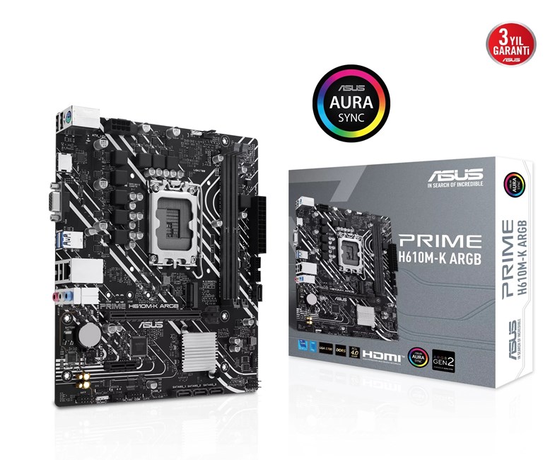 Asus Prime H610M-K ARGB D5 1700P Vga Hdmi resmi