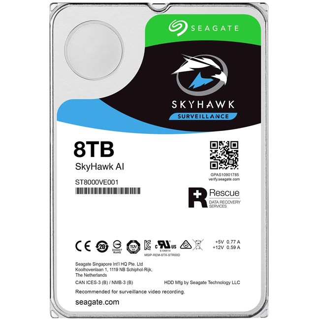Seagate Skyhawk 8TB 7200Rpm 256MB -ST8000VE001 resmi