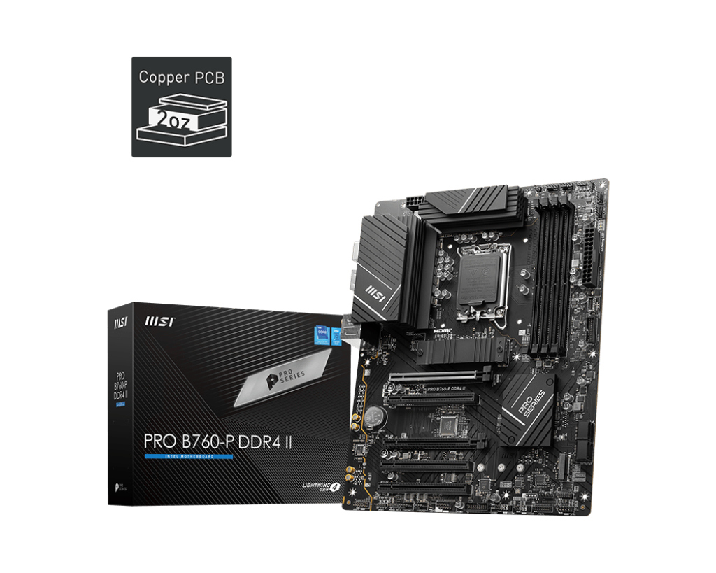 MSI MB PRO B760-P DDR4 II SOKET 1700 DDR4 5333(OC) PCI-E ,M.2 USB3.2 HDMI,DP  1x 2.5G LAN ATX resmi