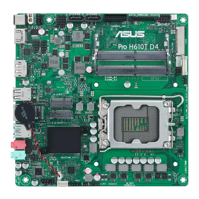 ASUS PRO H610T-CSM Intel H610 LGA1700 DDR5 5600 DP HDMI LVDS M2 USB3.2 Thin Mini ITX 7/24 kullanıma uygun - ASUS CONTROL CENTER EXPRESS HEDİYELİ resmi