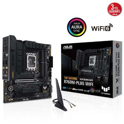 ASUS TUF GAMING B760M-PLUS WIFI INTEL B760 LGA1700 DDR5 7200 HDMI VGA 2x M2 USB3.2 AX WiFi + BT AURA RGB 2.5Gbit LAN mATX ASUS TUF PROTECTION Armoury Crate AI Suite 3 resmi