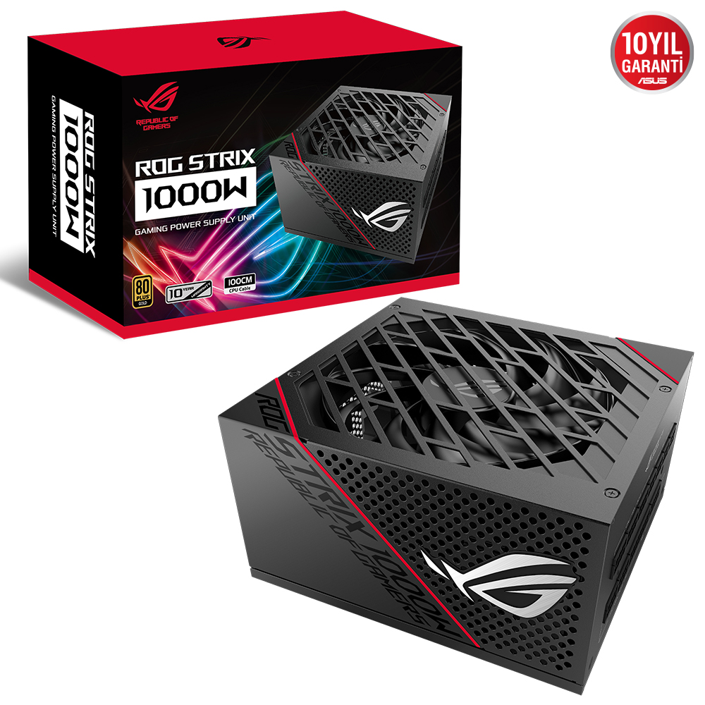 ASUS ROG-STRIX-1000G MODÜLER 80+ GOLD SERTİFİKA ATX 3.0 UYUMLU PCI-E 5.0 10 YIL GARANTİ resmi