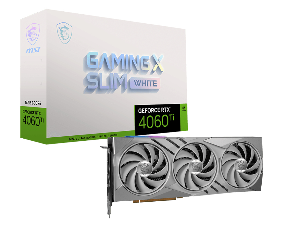 MSI VGA GEFORCE RTX 4060 TI GAMING X SLIM WHITE 16G RTX4060 TI 16GB GDDR6X 192B DX12 PCIE 4.0 X16 (3XDP 1XHDMI) resmi