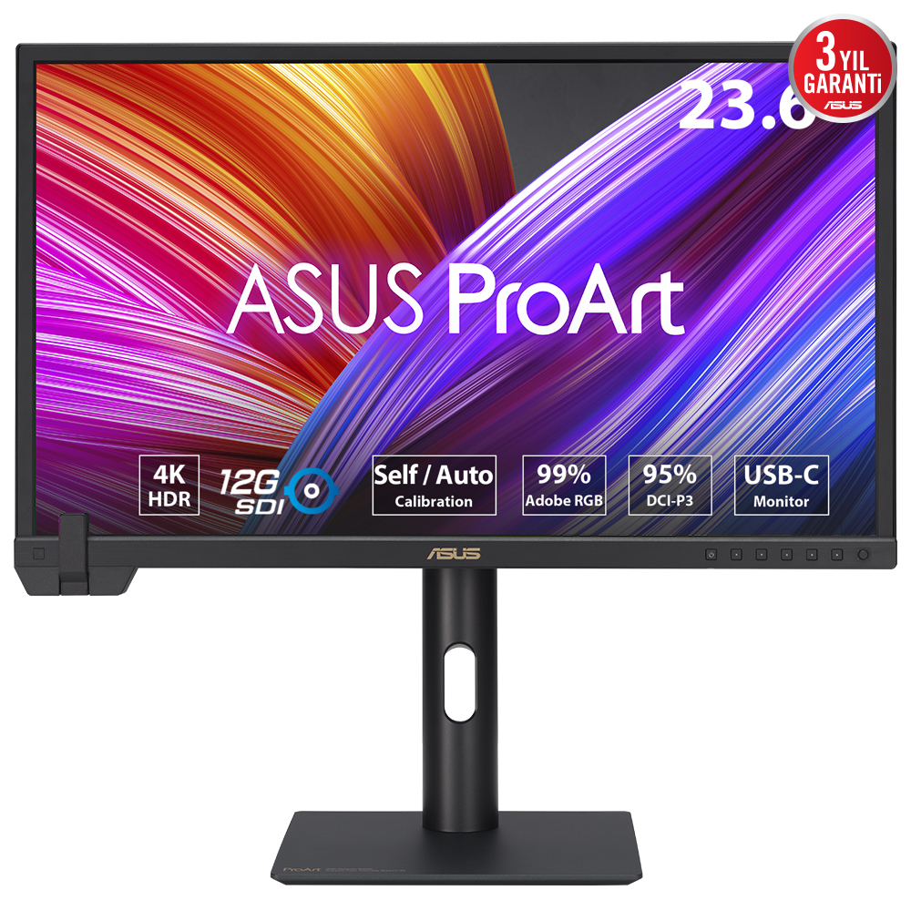 ASUS PROART PA24US   23.6 4K IPS HDR 3840x2160 5MS DP HDMI USB-C MM VESA 3YIL  95% DCI-P3, 99% Adobe RGB, HLG,  PD 80W PIVOT Monitör resmi