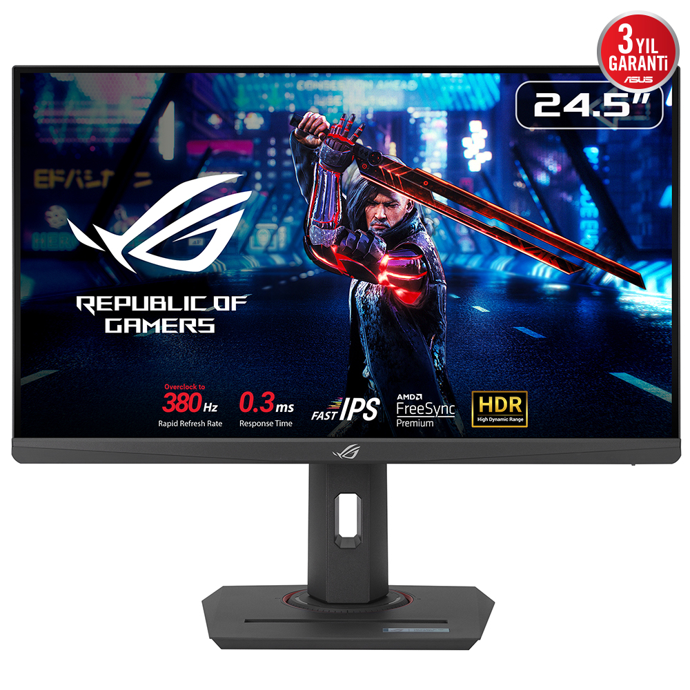 ASUS ROG STRIX XG259QNS 24.5 HDR eSports GAMING FAST IPS FREESYNC VE G-SYNC UYUMLU 1920x1080 1MS(0.3MS MİN) 380HZ DP HDMI USB VESA 3YIL ELMB SYNC,PIVOT Monitör resmi