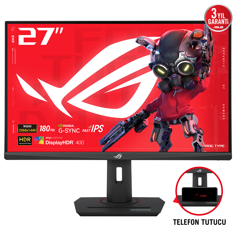 ASUS ROG STRIX XG27ACS 27 HDR400 GAMING 2K FAST IPS FREESYNC VE G-SYNC UYUMLU 2560x1440 1MS 180HZ DP HDMI USB VESA 3YIL ELMB SYNC,PIVOT Monitör resmi