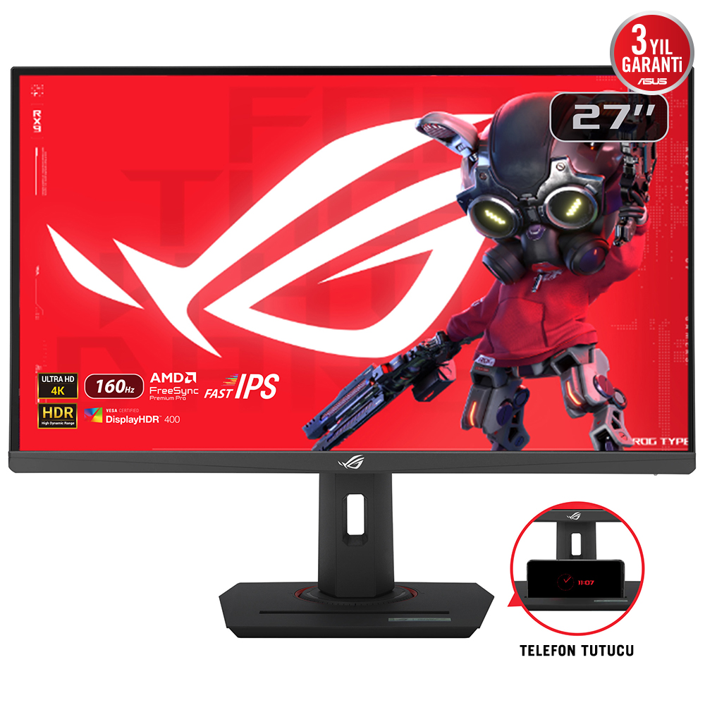 ASUS ROG STRIX XG27UCS 27 FAST IPS FREESYNC VE G-SYNC UYUMLU HDR 3840x2160 1MS 160HZ DP HDMI USB VESA 3YIL ELMB SYNC PIVOT Monitör resmi