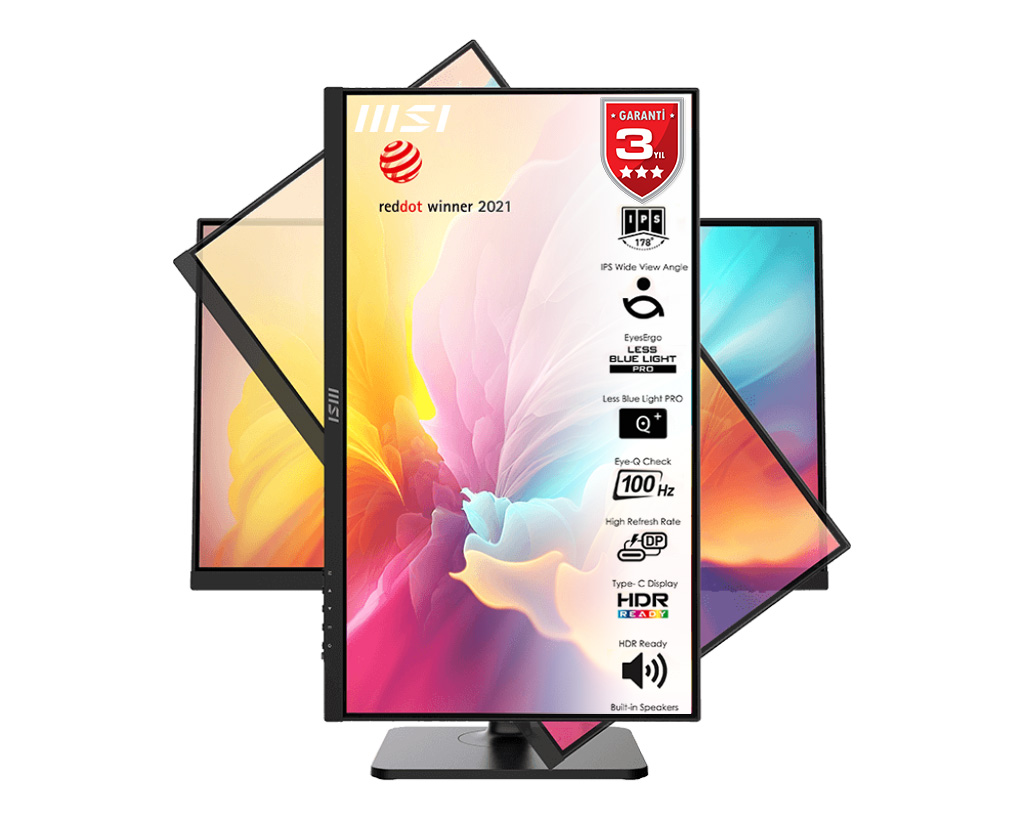 MSI 23.8 MODERN MD2412P 1920x1080 (FHD) 16:9 FLAT IPS 100HZ 1MS ADAPTIVE-SYNC PIVOT TYPE-C MONITOR resmi