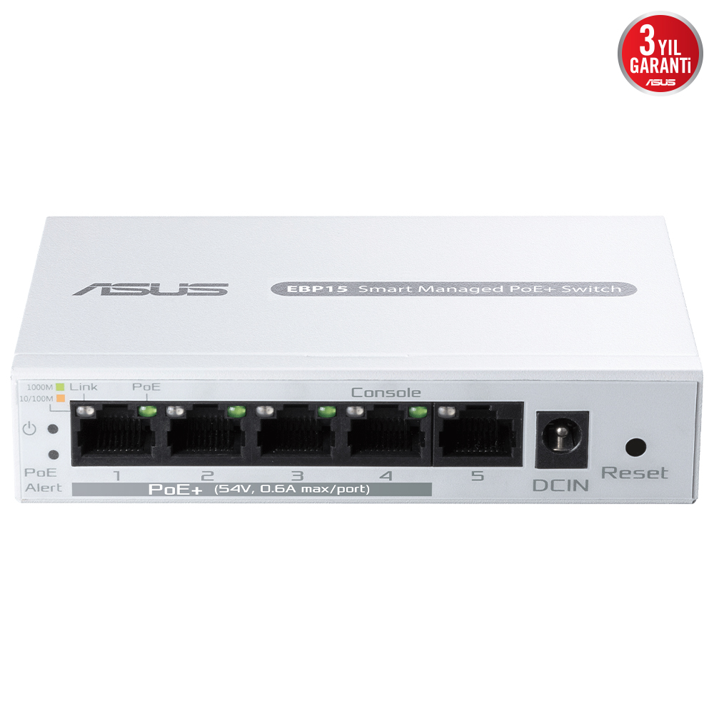 ASUS EXPERTWİFİ EBP15 5-PORT GBE SMART MANAGED POE+ SWİTCH resmi